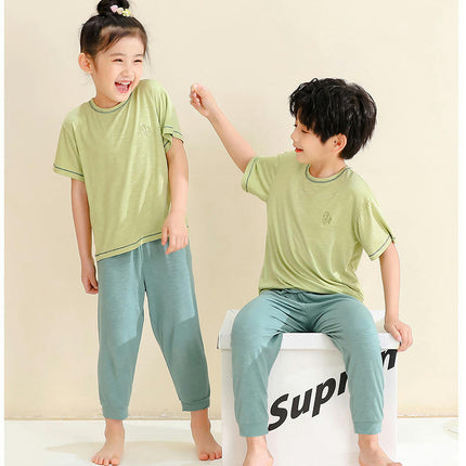 Children's Modal Three-quarter Sleeve Pajama Set - Loose House Clothes for Middle and Large Children