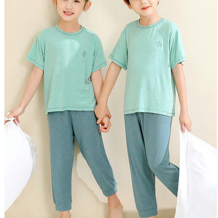 Children's Modal Three-quarter Sleeve Pajama Set - Loose House Clothes for Middle and Large Children