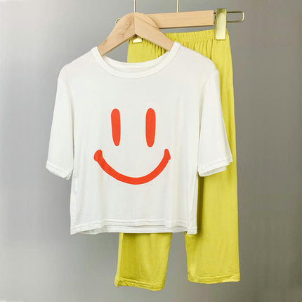 Children's Modal Three-quarter Sleeve Pajama Set - Loose Air-conditioned Clothing for Middle and Large Children