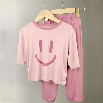 Children's Modal Three-quarter Sleeve Pajama Set - Loose Air-conditioned Clothing for Middle and Large Children
