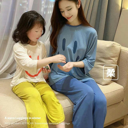 Children's Modal Three-quarter Sleeve Pajama Set - Loose Air-conditioned Clothing for Middle and Large Children
