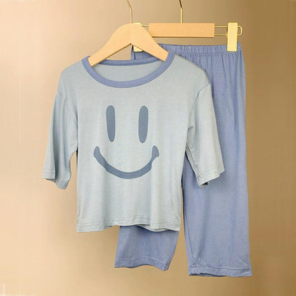 Children's Modal Three-quarter Sleeve Pajama Set - Loose Air-conditioned Clothing for Middle and Large Children