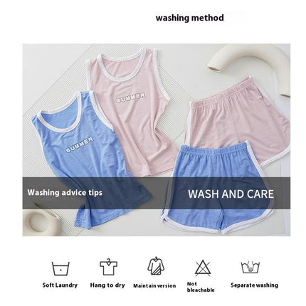 Boys Pajamas Summer Vest Big Kids Children Sleeveless Home Clothes Set