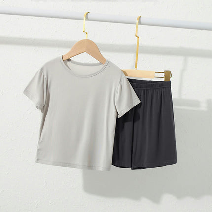 Home Wear Suits-Modal Boys and Girls Pajamas Summer Short-Sleeved Casual Suits
