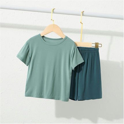 Home Wear Suits-Modal Boys and Girls Pajamas Summer Short-Sleeved Casual Suits