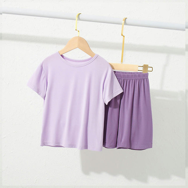 Home Wear Suits-Modal Boys and Girls Pajamas Summer Short-Sleeved Casual Suits