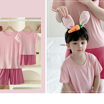 Home Wear Suits-Modal Boys and Girls Pajamas Summer Short-Sleeved Casual Suits
