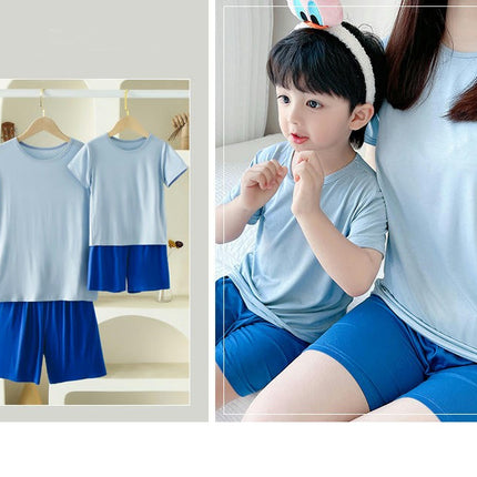 Home Wear Suits-Modal Boys and Girls Pajamas Summer Short-Sleeved Casual Suits
