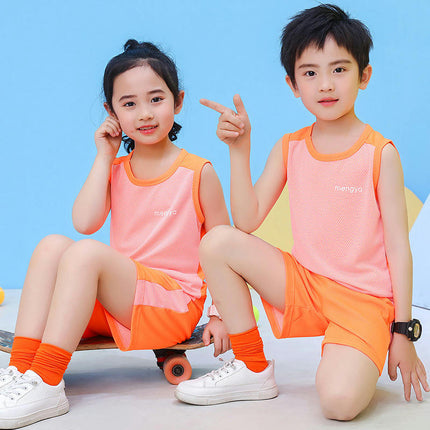 Boys Summer Vest Suit Sleeveless Shorts Loose Quick Dry Clothes Sports 2-piece Set
