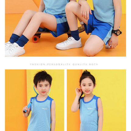 Boys Summer Vest Suit Sleeveless Shorts Loose Quick Dry Clothes Sports 2-piece Set