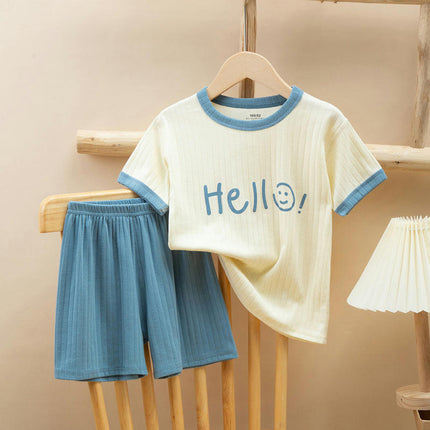 Children's Short-Sleeved Suits-Cotton Shorts and Home Clothes Suits for Boys and Girls