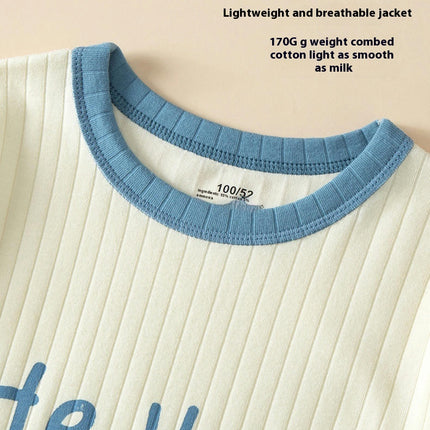Children's Short-Sleeved Suits-Cotton Shorts and Home Clothes Suits for Boys and Girls