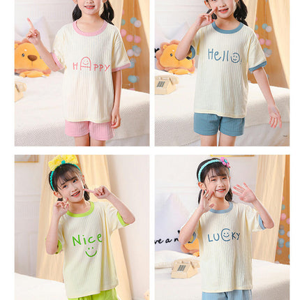 Children's Short-Sleeved Suits-Cotton Shorts and Home Clothes Suits for Boys and Girls