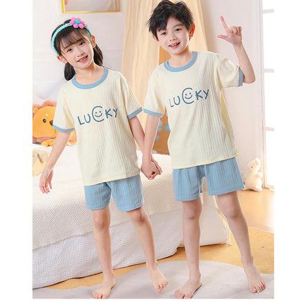 Children's Short-Sleeved Suits-Cotton Shorts and Home Clothes Suits for Boys and Girls