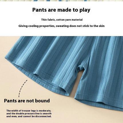 Children's Short-Sleeved Suits-Cotton Shorts and Home Clothes Suits for Boys and Girls