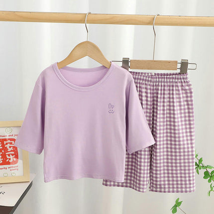 Unisex Parent-Child Home Wear Pajamas Set - Summer Casual Short-Sleeved Shorts 2-piece Set