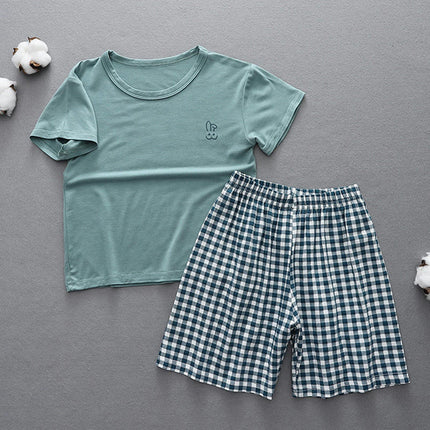 Unisex Parent-Child Home Wear Pajamas Set - Summer Casual Short-Sleeved Shorts 2-piece Set