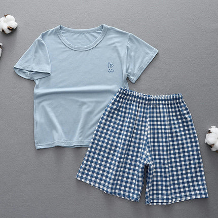 Unisex Parent-Child Home Wear Pajamas Set - Summer Casual Short-Sleeved Shorts 2-piece Set