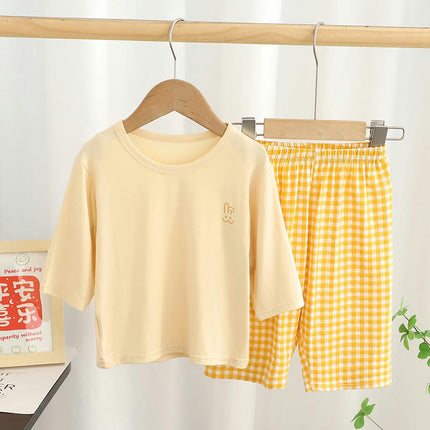 Unisex Parent-Child Home Wear Pajamas Set - Summer Casual Short-Sleeved Shorts 2-piece Set