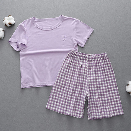 Unisex Parent-Child Home Wear Pajamas Set - Summer Casual Short-Sleeved Shorts 2-piece Set 1
