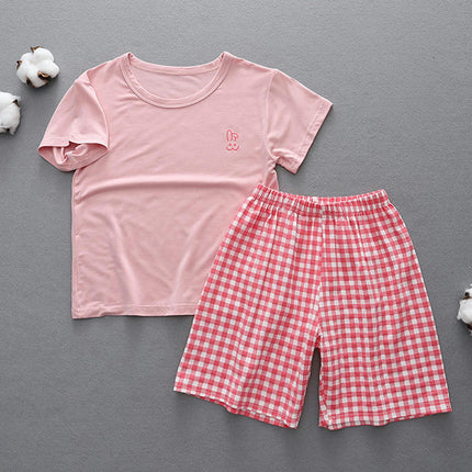 Unisex Parent-Child Home Wear Pajamas Set - Summer Casual Short-Sleeved Shorts 2-piece Set