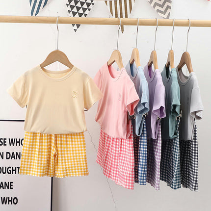 Unisex Parent-Child Home Wear Pajamas Set - Summer Casual Short-Sleeved Shorts 2-piece Set