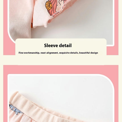 Girls Cotton Pajama Set - Summer Short Sleeve Shorts Casual Home Clothes 2-piece Set