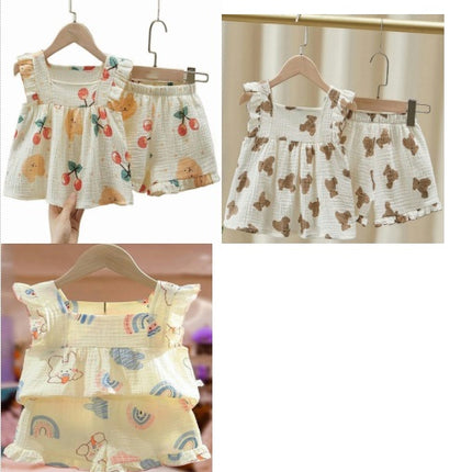 Girl Cherry Cherry Lace Paper Paper Set-Trying Little Girl Summer Home Server 2-piece set