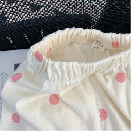 Baby Girls Long Sleeve Home Clothes Set Cartoon Polka Dot Button Pajamas with Pockets
