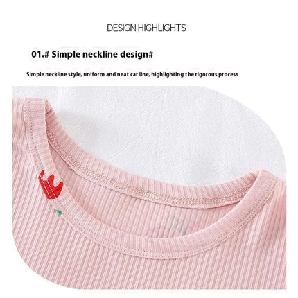 Girls Pajama Set-Summer Modal Imitation Ice Silk Three-quarter Sleeve Baby Girls Home Clothes Set