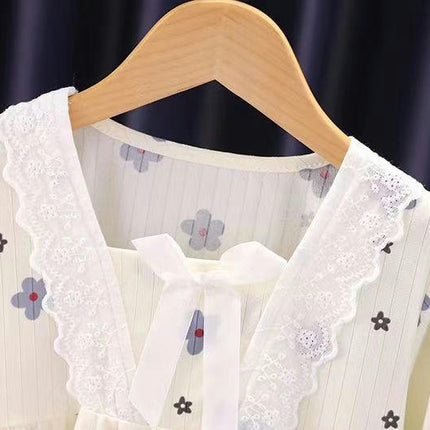 Princess Style Children's Pajama Set-Long Sleeve Spring and Autumn Girls Air Conditioning Home Clothes Set