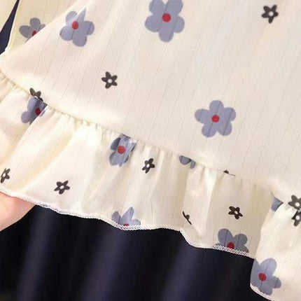 Princess Style Children's Pajama Set-Long Sleeve Spring and Autumn Girls Air Conditioning Home Clothes Set