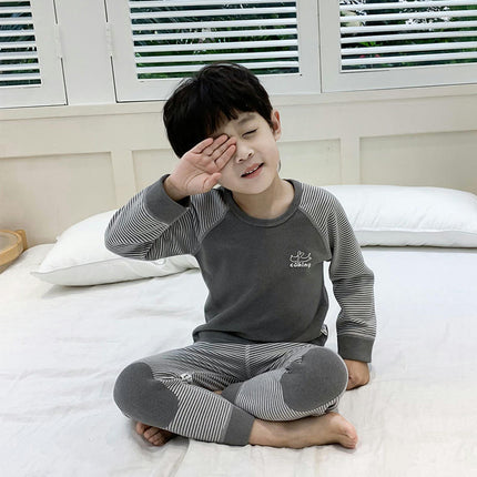 Children's Plush Warm Suit Boys and Girls Baby Long-Sleeved Trousers Home Clothes 2-Piece Set