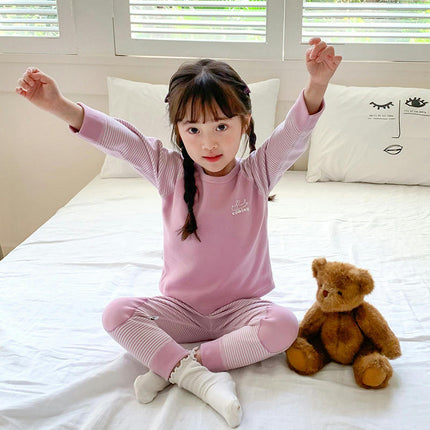 Children's Plush Warm Suit Boys and Girls Baby Long-Sleeved Trousers Home Clothes 2-Piece Set