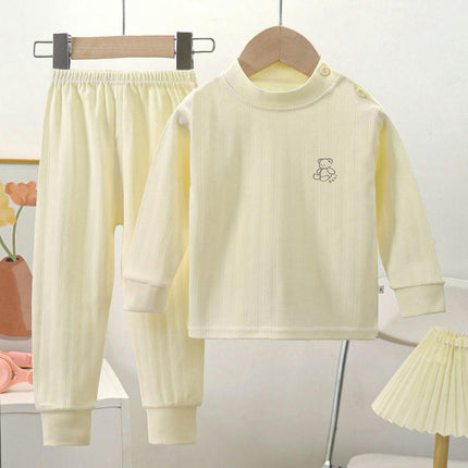 Children's Cotton Pajamas 2-piece Set - Long Sleeve Striped Cotton Home Clothes Boys and Girls Baby Set