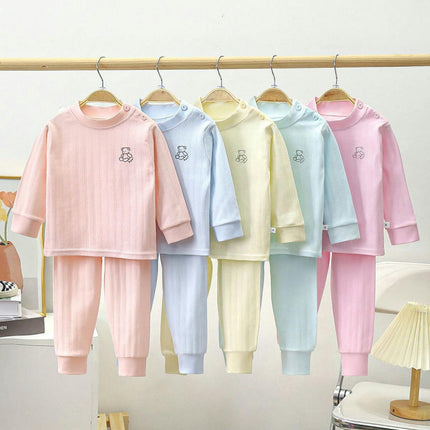 Children's Cotton Pajamas 2-piece Set - Long Sleeve Striped Cotton Home Clothes Boys and Girls Baby Set