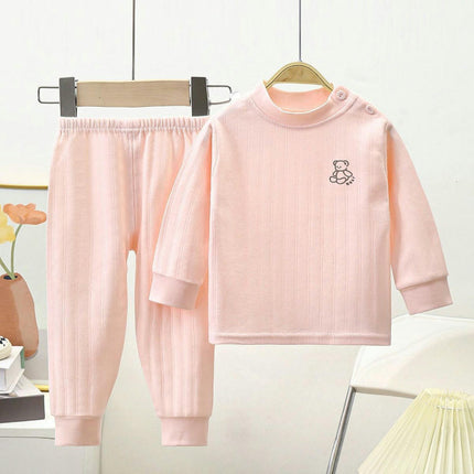 Children's Cotton Pajamas 2-piece Set - Long Sleeve Striped Cotton Home Clothes Boys and Girls Baby Set