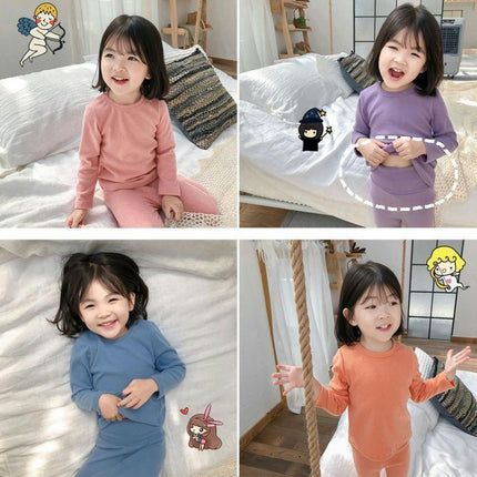 Girls Long Sleeve Pajamas 2-piece Set-Spring and Autumn High Waist House Clothes Baby Girls Set