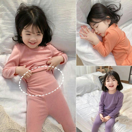 Girls Long Sleeve Pajamas 2-piece Set-Spring and Autumn High Waist House Clothes Baby Girls Set