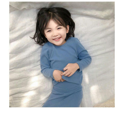 Girls Long Sleeve Pajamas 2-piece Set-Spring and Autumn High Waist House Clothes Baby Girls Set