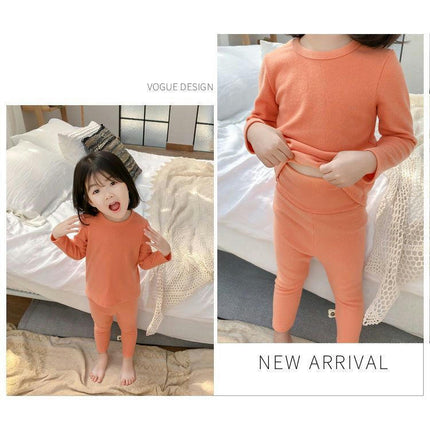 Girls Long Sleeve Pajamas 2-piece Set-Spring and Autumn High Waist House Clothes Baby Girls Set