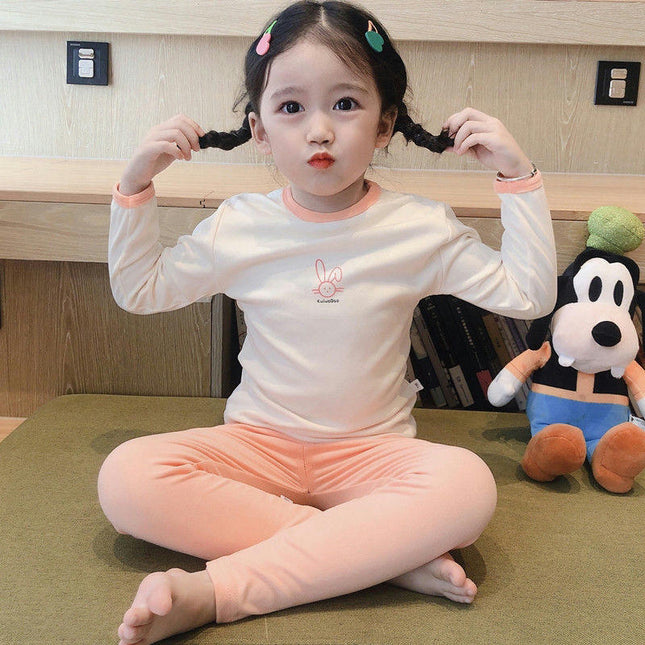 Boys' Long-Sleeved Suits for Girls Spring and Autumn Home Clothes Pajamas 2-Piece Set