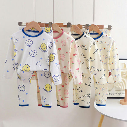 Children's Pure Cotton Warm Pajamas Set-Boys and Girls Baby Home Clothes Autumn