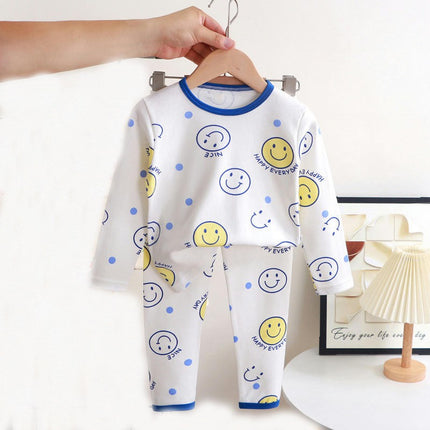 Children's Pure Cotton Warm Pajamas Set-Boys and Girls Baby Home Clothes Autumn