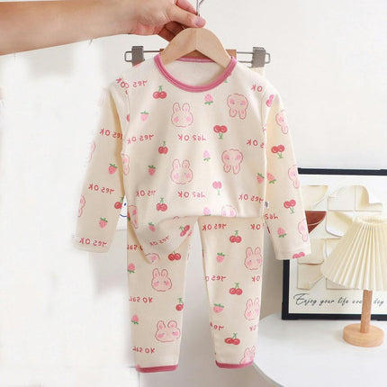 Children's Pure Cotton Warm Pajamas Set-Boys and Girls Baby Home Clothes Autumn