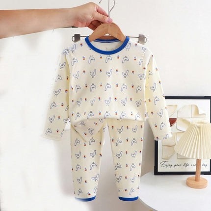 Children's Pure Cotton Warm Pajamas Set-Boys and Girls Baby Home Clothes Autumn