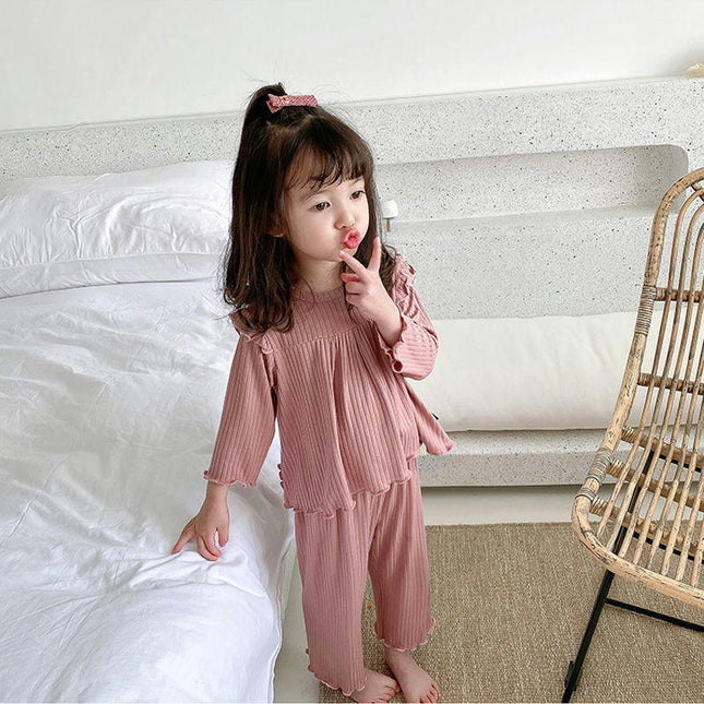 Girls Pajama Set-2-piece Set for Small and Medium-sized Infants and Babies Long-sleeved Home Clothes