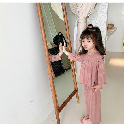 Girls Pajama Set-2-piece Set for Small and Medium-sized Infants and Babies Long-sleeved Home Clothes