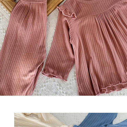 Girls Pajama Set-2-piece Set for Small and Medium-sized Infants and Babies Long-sleeved Home Clothes