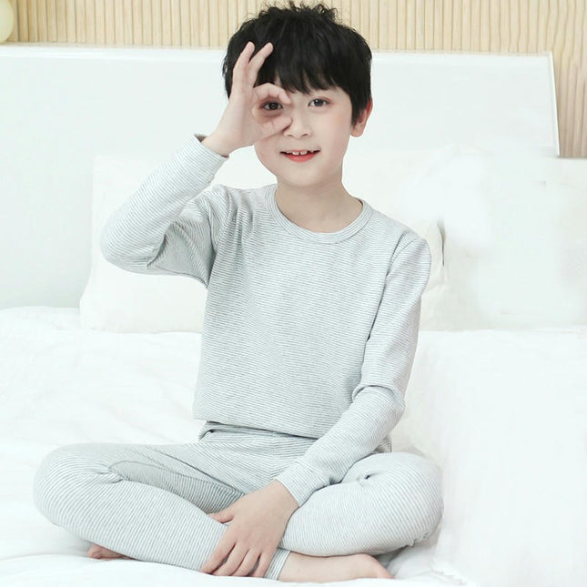 Children's Pajamas 2-piece Set - Children's Colored Cotton Lycra Autumn Clothes and Autumn Pants Set